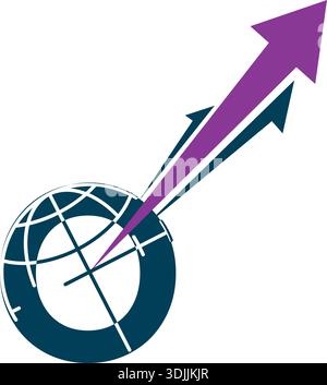 Reise-Logo-Vorlage Reise-Logo-Design Reise modernes Logo-Design Vektor-Illustration Flugzeug Welt-Up-Logo-Symbol-Illustration-Design Vektor Stock Vektor