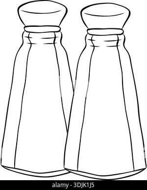 Glas für Salz oder Pfeffer. Salz- und Pfefferstreuer kritzeln handgezeichnetes Symbol. Becher für das Clipart-Symbol für Salz oder Pfeffer. Komposition handgezeichnete Illustraten Stock Vektor