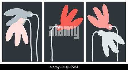 Wohnkultur bedruckbare Strichkunst. Set handgezeichneter Lavendelzweige auf Hintergründen mit Pinselstrichtexturen. Modernes Design für Drucke, Poster und Autos Stock Vektor