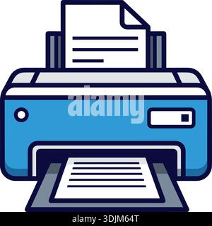 Desktop Office Drucker Flache Vektor-Illustration, Dokumentdruckmaschine Grafik Symbol Stock Vektor