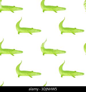 Nahtloses Aquarellmuster zum Thema Afrika mit Krokodilen Stockfoto