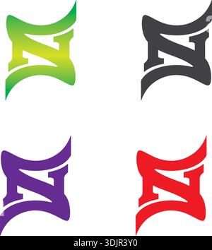 Vektor-Illustration der Farbverlaufsrot kreativen Großbuchstaben N Logo Design isoliert auf weißem Hintergrund Stock Vektor