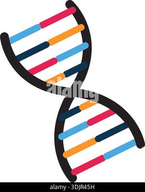 DNA-Strangsymbol im Cartoon-Stil. Gene Icons mit demselben Stil und Konzept DNA Replication Vector Stock Vektor
