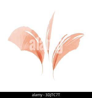 Drei abstrakte Aquarellblätter in warmen Pfirsichtönen auf einer hellen weißen Oberfläche. Die künstlerischen Pinselstriche sorgen für ein leichtes, luftiges Tragegefühl, perfekt für sanfte Designs. Stock Vektor