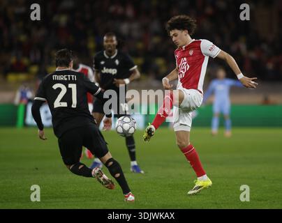 Monaco, Fürstentum Monaco. Januar 2026. Maghnes Akliouche von AS Monaco während des Fußballspiels der UEFA Champions League 2025/26 zwischen AS Monaco und Juventus FC am 28. Januar 2026 im Stade Louis II, Monaco, Foto Nderim KACELI Credit: Independent Photo Agency/Alamy Live News Stockfoto