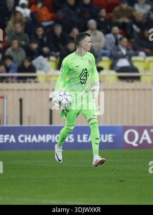 Monaco, Fürstentum Monaco. Januar 2026. Philipp Kohn von AS Monaco während des Fußballspiels der UEFA Champions League 2025/26 zwischen AS Monaco und Juventus FC am 28. Januar 2026 im Stade Louis II, Monaco, Foto Nderim KACELI Credit: Independent Photo Agency/Alamy Live News Stockfoto