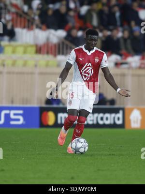 Monaco, Fürstentum Monaco. Januar 2026. Lamine Camara von AS Monaco während des Fußballspiels der UEFA Champions League 2025/26 zwischen AS Monaco und Juventus FC am 28. Januar 2026 im Stade Louis II, Monaco, Foto Nderim KACELI Credit: Independent Photo Agency/Alamy Live News Stockfoto