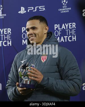 Monaco, Fürstentum Monaco. Januar 2026. Vanderson von AS Monaco während des Fußballspiels der UEFA Champions League 2025/26 zwischen AS Monaco und Juventus FC am 28. Januar 2026 im Stade Louis II, Monaco, Foto Nderim KACELI Credit: Independent Photo Agency/Alamy Live News Stockfoto