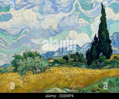Weizenfeld mit Zypressen, Vincent van Gogh, 1889 Stockfoto