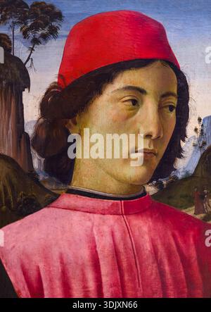 Porträt eines jungen Mannes, Domenico Ghirlandaio, 1480er Jahre Stockfoto