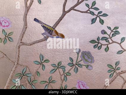 Wand Papier Muster, Lady Hebel Art Gallery, Port Sunlight, Liverpool, England, UK, Europa Stockfoto
