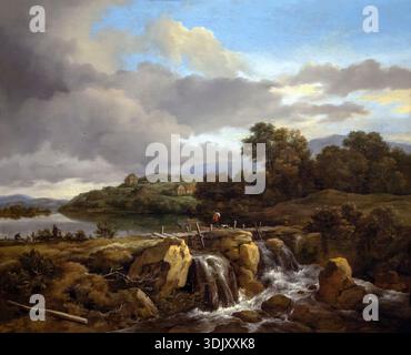 Landschaft mit Kaskade, Jacob van Ruisdael, 1670-1675 Stockfoto