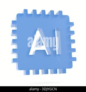 Symbol Ai auf weißem Hintergrund. Isolierte 3D-Darstellung Stockfoto