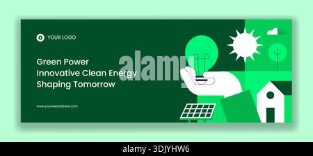 Clean Energy Innovation Social Media Cover Flat Cartoon Handgezeichnete Hintergrundillustration Stock Vektor