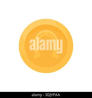 Eine Goldmünze mit einem Hufeisen. Ein Symbol für Glück. Stock Vektor
