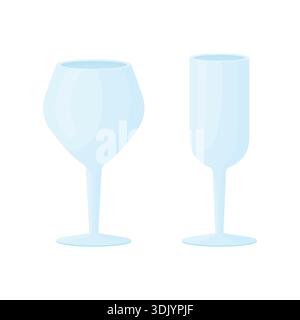 Leere Champagner- und Weingläser. Konzept für den Beginn des Urlaubs. Alkoholgläser Stock Vektor