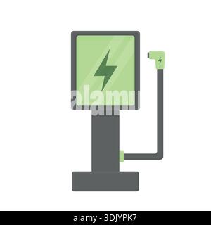 Ladestation für Elektroautos. Naturschutzkonzept. Umweltfreundliches Reisekonzept. Stock Vektor