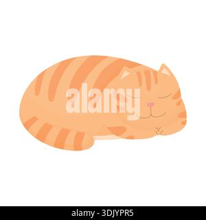 Einfache, süße, schlafende Ingwerkatze. Haustiere. Stock Vektor