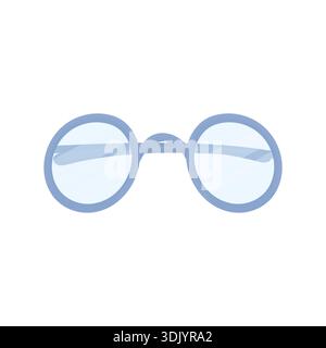 Blaue handgezeichnete runde Brille. Symbol der Studie. Kinderbrille Stock Vektor