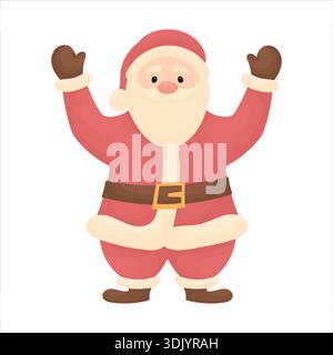 Der Weihnachtsmann begrüßt alle mit beiden Händen. Illustration für eine Weihnachtsgrußkarte. Stock Vektor
