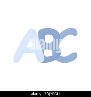 Die ersten drei Buchstaben des Alphabets. ABC. Vorschulerziehung. Konzept zum ersten Mal in der Schule Stock Vektor