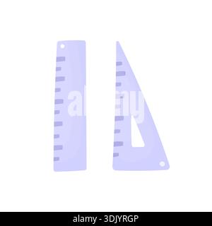 Zwei Einfache Lineale. Schreibwaren Für Die Schule. Back-to-School-Konzept. Elemente der Mathematik Stock Vektor