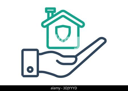Symbol „Hausversicherung“. Liniensymbolstil. Symbol für Immobilien. Vektorillustration für Wohnelemente Stock Vektor