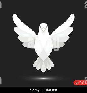 Elegante Weiße Taube Illustration, Die Freiheit Und Hoffnung Repräsentiert Stock Vektor