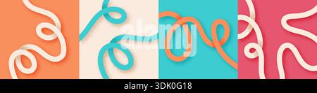 Abstrakter Hintergrund mit fließenden Bändern und welligen Linien. Farbenfrohe Verlaufsformen erzeugen dynamische Muster. Perfekt für moderne Designs, Poster und Stock Vektor