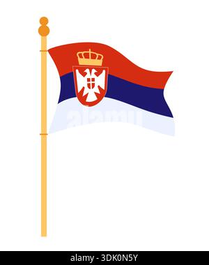 Serbische Flagge – farbenfrohe Illustration im flachen Design Stock Vektor
