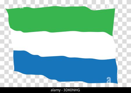 Schwenkende Flagge von Sierra Leone. Nationalsymbol in offiziellen Farben. Vorlagensymbol. Abstrakter Vektorhintergrund. Flattereffekt Stock Vektor