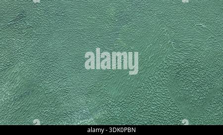 Türkisfarbener blaublauer gemalter Wandtexturhintergrund mit rauem Pinselstrich-Muster Kopierraum Stockfoto