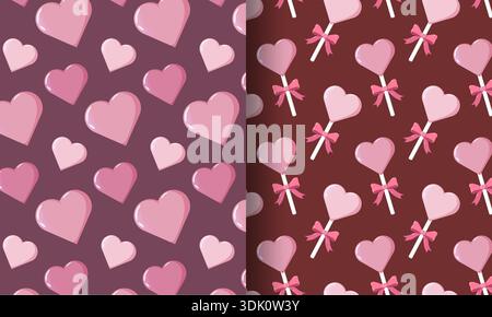 Valentinstag Muster Herz Lutscher Stock Vektor