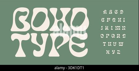 Vintage Boho Schriftart Logo Alphabet Vektor Englische Buchstaben Set Moderne Typografie, kreatives Typografie Design für Titeltext, Tippplakat Überschrift, Typ Stock Vektor