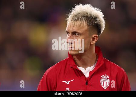 Monaco, Fürstentum Monaco. Januar 2026. Aleksandr Golovin vom AS Monaco FC sieht beim Spiel der UEFA Champions League Phase MD8 zwischen AS Monaco und Juventus FC am 28. Januar 2025 im Stade Louis II in Monaco, Fürstentum Monaco, an. Quelle: Marco Canoniero/Alamy Live News Stockfoto