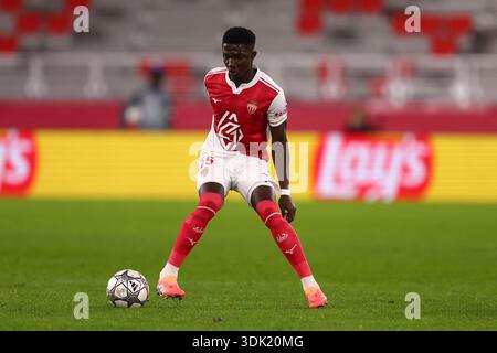 Monaco, Fürstentum Monaco. Januar 2026. Lamine Camara vom AS Monaco FC im Spiel der UEFA Champions League Phase MD8 zwischen AS Monaco und Juventus FC im Stade Louis II am 28. Januar 2025 in Monaco, Fürstentum Monaco. Quelle: Marco Canoniero/Alamy Live News Stockfoto