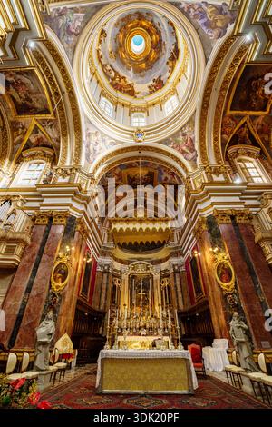 barocke Kuppel, die als Meisterwerk von Lorenzo Gafà gilt, St. Paul's Cathedral (Il-Katidral Metropolitan ta' San Pawl), 12. Jahrhundert, Mdina, Republik Malta, Europa. Stockfoto