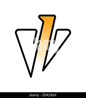 1. Konzept auf weißem Hintergrund. 1. Logo. Lineares 1. Konzept Stock Vektor