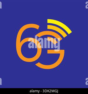 6G-Logo auf dunkelblauem Hintergrund. 6G-Logo-Konzept. 6G-Konzept für Unternehmen, Technologie und Bildung Stock Vektor