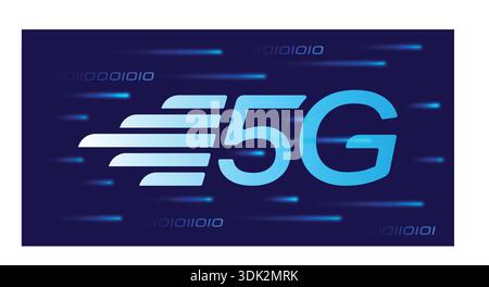 5G-Konzept auf dunkelblauem Hintergrund. Fast 5G-Logo. Stock Vektor