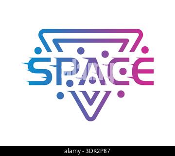 Blaues und magentafarbenes Logo mit Farbverlauf auf weißem Hintergrund. Space-Logo Stock Vektor