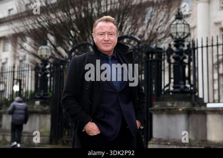Michael Flatley outside Belfast High Court, after a legal order blocking him from engaging with the Lord of the Dance production has been overturned. At The Chancery Court in the Royal Courts of Justice on Thursday, Mr Justice Simpson discharged a temporary injunction that had been secured against the dancer and choreographer. Picture date: Thursday January 29, 2026. Stockfoto
