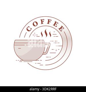 Kaffee und Kaffeetasse um den Kreis herum. Kaffeekonzept Stock Vektor