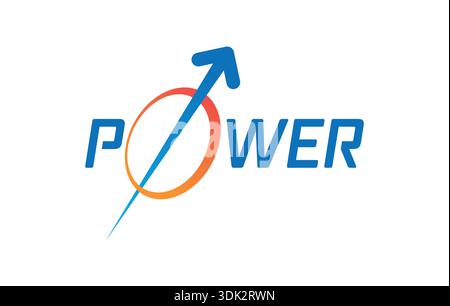 Kreis, Pfeilzeichen und Leistungskonzept. Power-Logo Stock Vektor