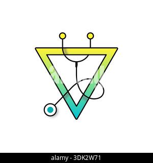 Farbiges Dreieck und Stethoskop-Symbol. Stethoskopkonzept für Gesundheitswesen, Krankenhaus, Arzt. Stock Vektor