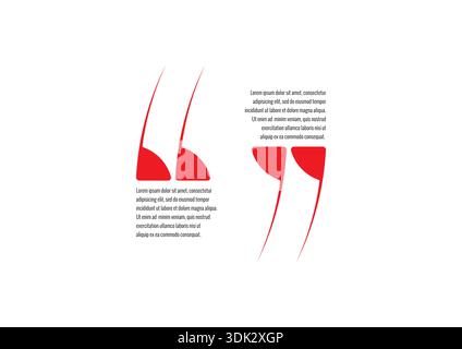 Anderes Symbol für doppelte Anführungszeichen. Rotes Symbol mit doppelten Anführungszeichen Stock Vektor