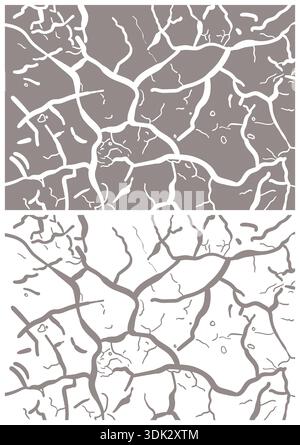 Gerissener Erdhintergrundvektor. Nahaufnahme von gerissenem Bodenmuster. Stock Vektor