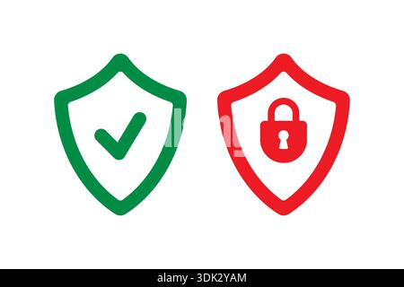 Digitale Sicherheits- und digitale Schutzsymbole. Sicherheitssymbole für Unternehmen, Einkaufen, digitale Welt Stock Vektor