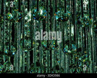 Kristall Kronleuchter Close-up Luxus Glas Prismen und Reflektionen hohe Auflösung abstrakt Licht Desktop Wallpaper Hintergrund Fotografie Stockfoto