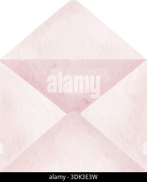 Aquarellillustration eines weichen rosa offenen Umschlags, Vektor Stock Vektor
